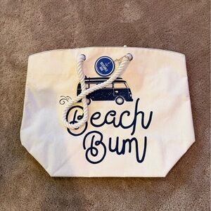 NWT Beach Bum Canvas Tote Bag - Cream